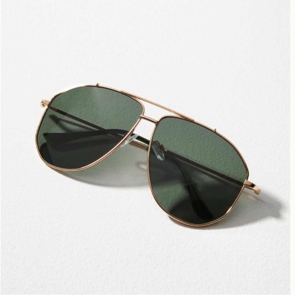 Anthropologie metal aviator sunglasses in green lenses